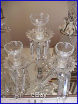 Antique Vtg Czech Bohemian Crystal Girandole Candelabra Chandelier Candle Holder