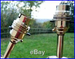 Antique vintage pair brass table lamps candlestick style Rewired French Chic 15