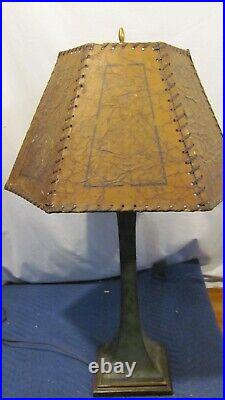 Art Deco Brass Table Lamp with Parchment Shade c. 1930's