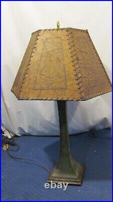 Art Deco Brass Table Lamp with Parchment Shade c. 1930's