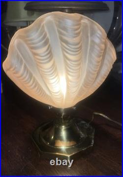 Art Deco Table Lamp Odeon/Hollywood Regency Vintage Frosted Seashell 1930