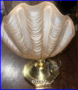 Art Deco Table Lamp Odeon/Hollywood Regency Vintage Frosted Seashell 1930 Art Deco Table Lamp Odeon/Hollywood Regency Vintage Frosted Seashell 1930