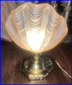 Art Deco Table Lamp Odeon/Hollywood Regency Vintage Frosted Seashell 1930