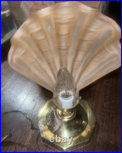 Art Deco Table Lamp Odeon/Hollywood Regency Vintage Frosted Seashell 1930