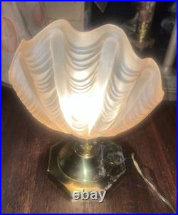 Art Deco Table Lamp Odeon/Hollywood Regency Vintage Frosted Seashell 1930
