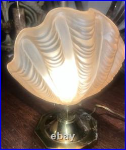 Art Deco Table Lamp Odeon/Hollywood Regency Vintage Frosted Seashell 1930