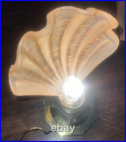 Art Deco Table Lamp Odeon/Hollywood Regency Vintage Frosted Seashell 1930