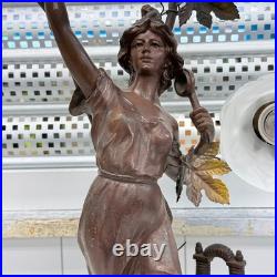 Art Nouveau Figural Table Lamp Tested Works 3-Light Vintage 1950s Read