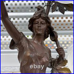 Art Nouveau Figural Table Lamp Tested Works 3-Light Vintage 1950s Read
