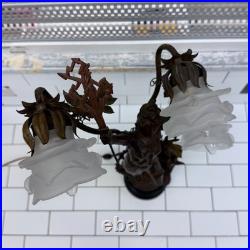 Art Nouveau Figural Table Lamp Tested Works 3-Light Vintage 1950s Read