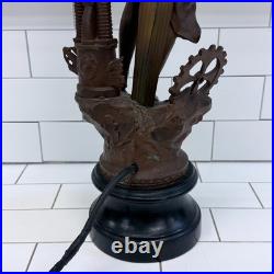 Art Nouveau Figural Table Lamp Tested Works 3-Light Vintage 1950s Read