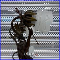 Art Nouveau Figural Table Lamp Tested Works 3-Light Vintage 1950s Read