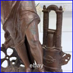 Art Nouveau Figural Table Lamp Tested Works 3-Light Vintage 1950s Read