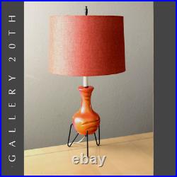 Atomic Age! MID Century Modern Atomic Orange Tripod Lamp! 50s 60s Vtg Table Vtg
