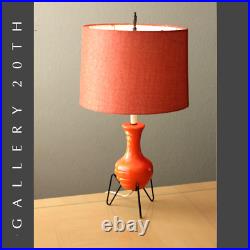 Atomic Age! MID Century Modern Atomic Orange Tripod Lamp! 50s 60s Vtg Table Vtg
