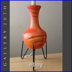 Atomic Age! MID Century Modern Atomic Orange Tripod Lamp! 50s 60s Vtg Table Vtg