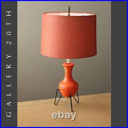 Atomic Age! MID Century Modern Atomic Orange Tripod Lamp! 50s 60s Vtg Table Vtg