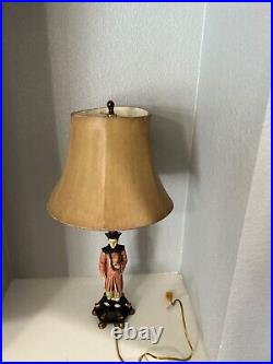 BERMAN Vintage Signed Figural Mandarin Table Lamp Oriental Asia China