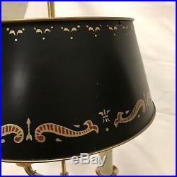 BIG Vintage Pair French Louis XVI Bouillotte Brass Tole Table Candelabra Lamps