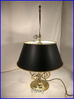Baldwin Lighting Double Arm Vintage Brass Trumpet Lamp W Adjustable Black Shade