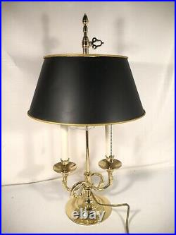 Baldwin Lighting Double Arm Vintage Brass Trumpet Lamp W Adjustable Black Shade