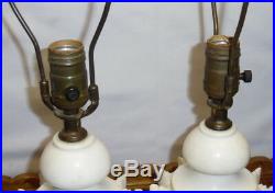 Beautiful Pair Of Vintage / Old Alabaster Table Lamps