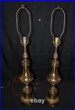 Beautiful Pair Of Vintage Stiffel MCM Lacquered Brass Table Lamps