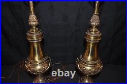 Beautiful Pair Of Vintage Stiffel MCM Lacquered Brass Table Lamps