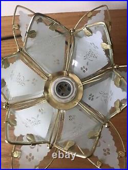 Beautiful Vintage Lotus Golden Glass Flower Petal Shaped Dimming Touch Lamp