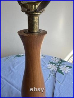 Beautiful Vintage Orange Ceramic Drip Glaze Lamp Wood Neck MCM Gourd Shape