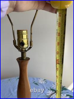 Beautiful Vintage Orange Ceramic Drip Glaze Lamp Wood Neck MCM Gourd Shape