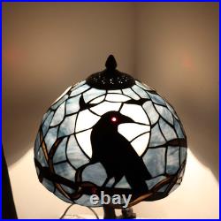 Bieye L10956 Raven Sitting on Bare Tree Branch in Full Moon Night Tiffany Style