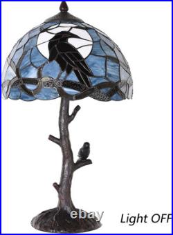 Bieye L10956 Raven Sitting on Bare Tree Branch in Full Moon Night Tiffany Style Bieye L10956 Raven Sitting on Bare Tree Branch in Full Moon Night Tiffany Style