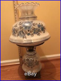 Big Vintage Antique Glass Globe Victorian Parlor Hurricane Lamp 3 Way Light Dome
