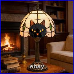 Black Cat Tiffany Style Stained Glass Table Lamp Halloween Bedroom Desk Decor Black Cat Tiffany Style Stained Glass Table Lamp Halloween Bedroom Desk Decor
