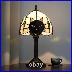 Black Cat Tiffany Style Stained Glass Table Lamp Halloween Bedroom Desk Decor Black Cat Tiffany Style Stained Glass Table Lamp Halloween Bedroom Desk Decor