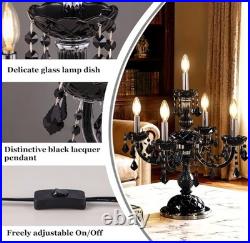 Black Vintage Table Lamp, Gothic Mid Century Crystal Bedside Lamp 19.5W x 22 H