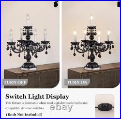 Black Vintage Table Lamp, Gothic Mid Century Crystal Bedside Lamp 19.5W x 22 H