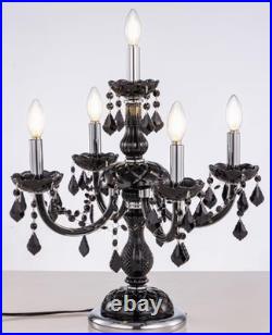 Black Vintage Table Lamp, Gothic Mid Century Crystal Bedside Lamp 19.5W x 22 H