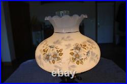 Blue Floral Glass Ruffled Gone With The Wind Hurricane Vintage Table Lamp