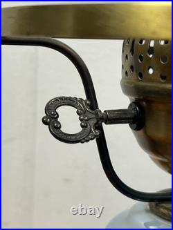 Blue Floral Glass Vintage Table Lamp 3-Way Light 23 Tall TESTED