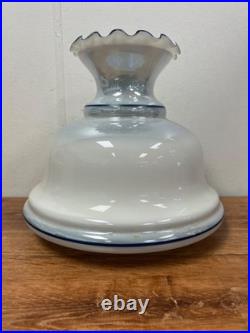 Blue Floral Glass Vintage Table Lamp 3-Way Light 23 Tall TESTED