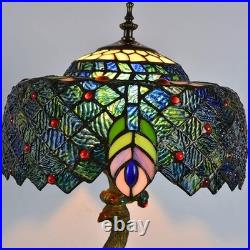 Blue Tulip Style Tiffany Table Lamp Stained Glass Desk Light for Home Decor 18