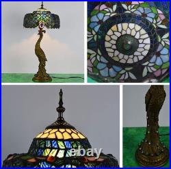 Blue Tulip Style Tiffany Table Lamp Stained Glass Desk Light for Home Decor 18