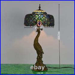 Blue Tulip Style Tiffany Table Lamp Stained Glass Desk Light for Home Decor 18
