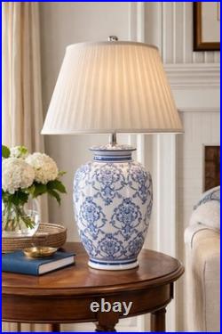 Blue & White Porcelain Table Lamp Ginger Jar Style 29 Tall Vintage