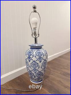 Blue & White Porcelain Table Lamp Ginger Jar Style 29 Tall Vintage Blue & White Porcelain Table Lamp Ginger Jar Style 29 Tall Vintage