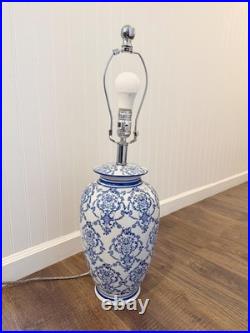 Blue & White Porcelain Table Lamp Ginger Jar Style 29 Tall Vintage