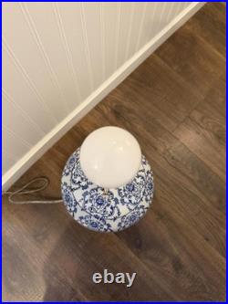 Blue & White Porcelain Table Lamp Ginger Jar Style 29 Tall Vintage
