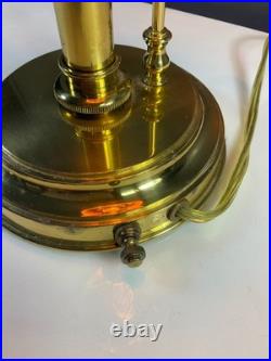 Brass Candlestick Accent Table Lamp with Feather Handle Motif Vintage